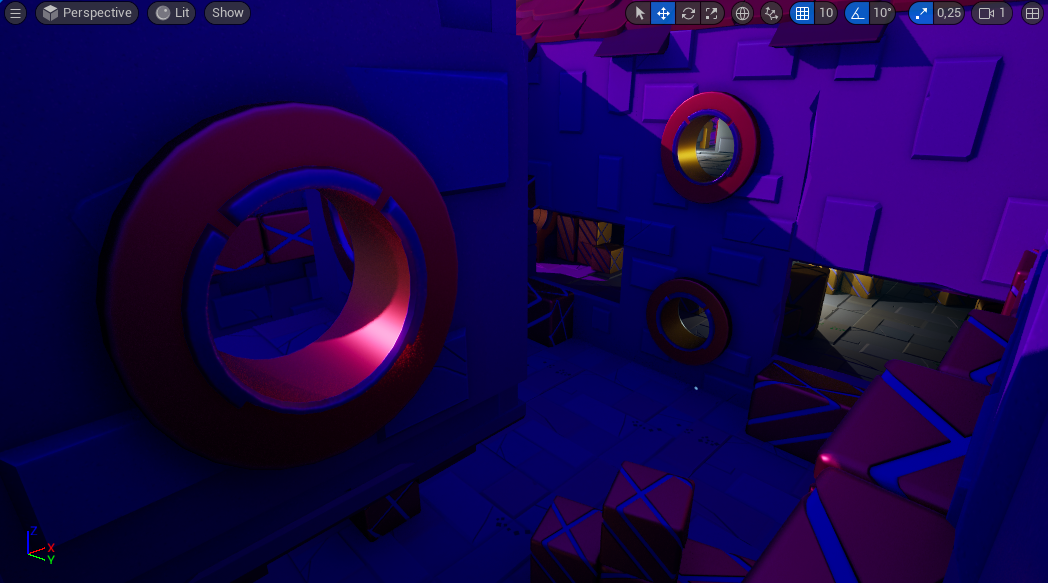Image of an interesting entry area for the shooter arena inside the main building.